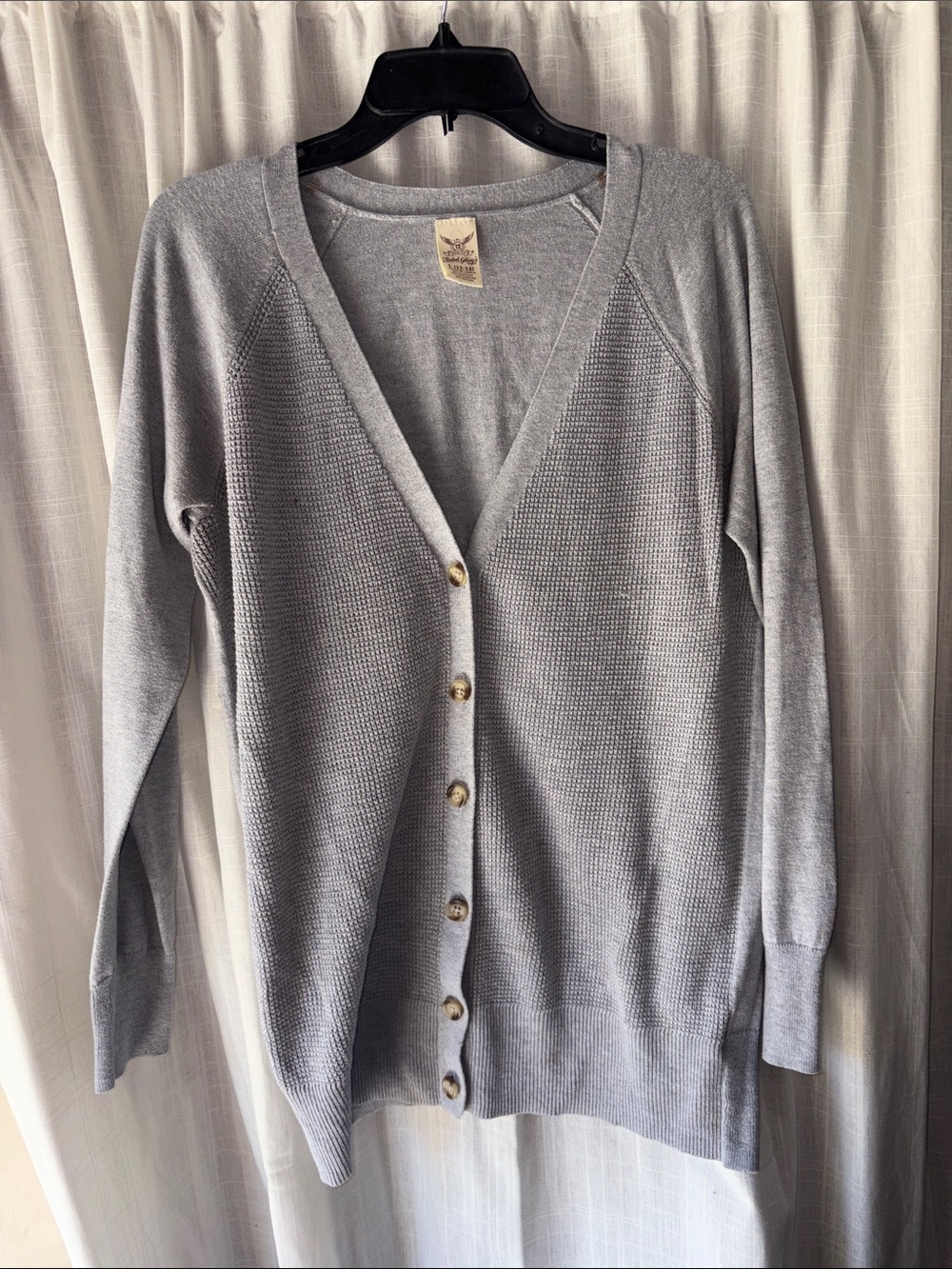 Faded Glory Light Gray V-Neck Button Cardigan